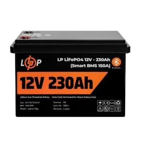 Акумуляторна батарея LogicPower 12V 230 AH (2944Wh) Smart BT для ДБЖ (BMS 150A/75А) LiFePO4, LP20199 UA