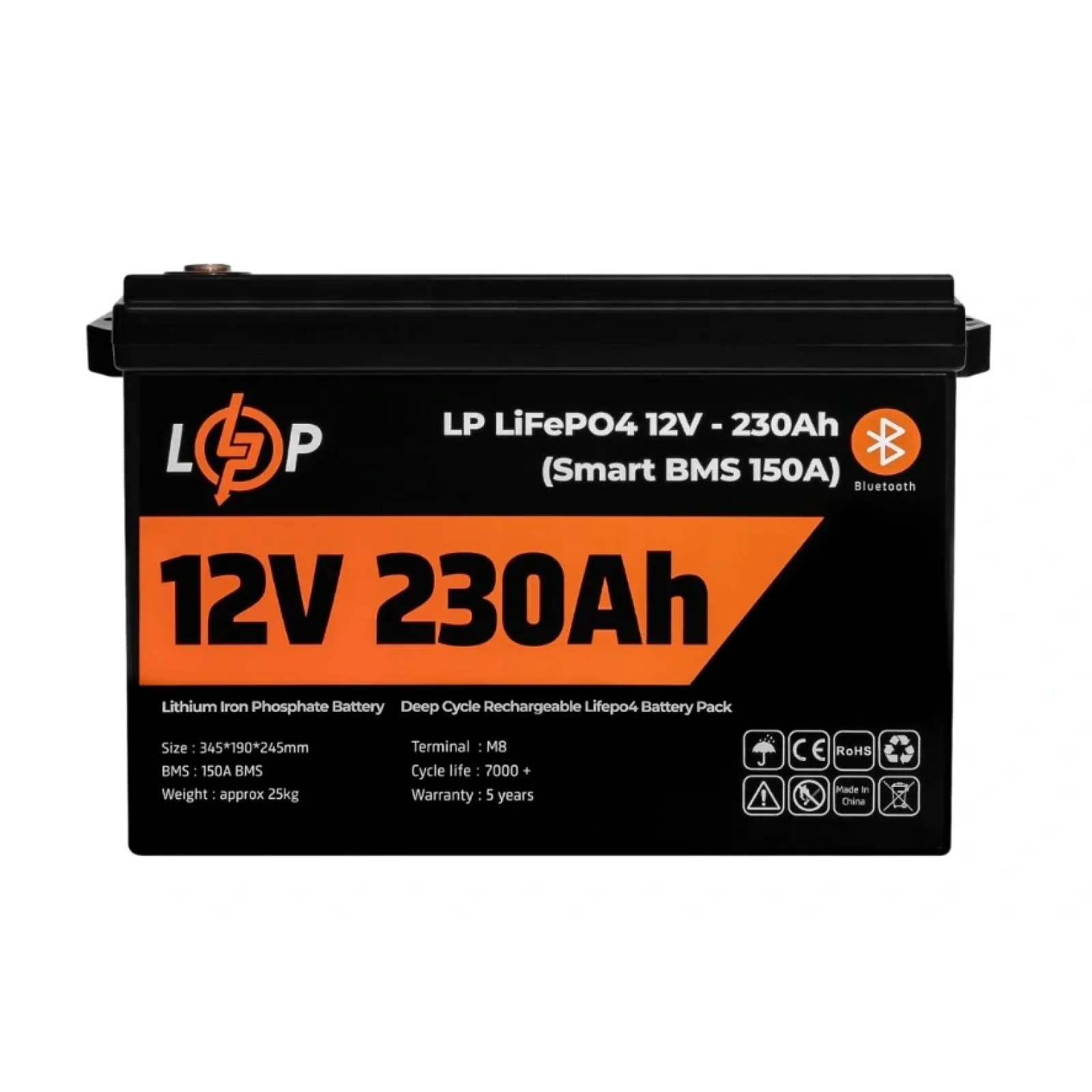 Акумуляторна батарея LogicPower 12V 230 AH (2944Wh) Smart BT для ДБЖ (BMS 150A/75А) LiFePO4, LP20199 UA