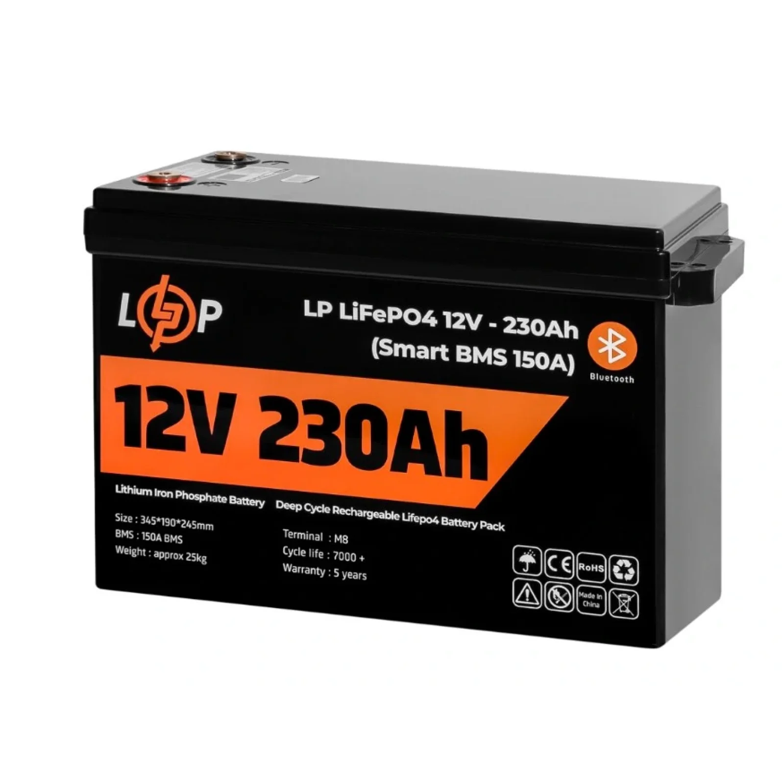Акумуляторна батарея LogicPower 12V 230 AH (2944Wh) Smart BT для ДБЖ (BMS 150A/75А) LiFePO4, LP20199 UA