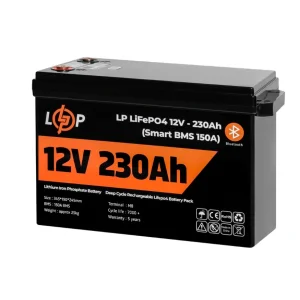 Акумуляторна батарея LogicPower 12V 230 AH (2944Wh) Smart BT для ДБЖ (BMS 150A/75А) LiFePO4, LP20199 UA