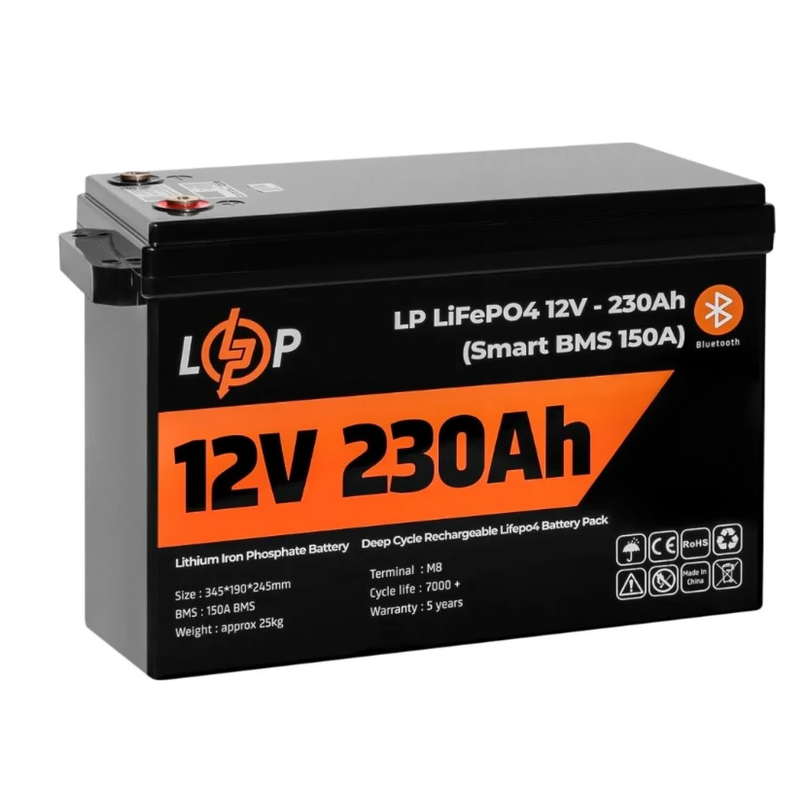 Акумуляторна батарея LogicPower 12V 230 AH (2944Wh) Smart BT для ДБЖ (BMS 150A/75А) LiFePO4, LP20199 UA