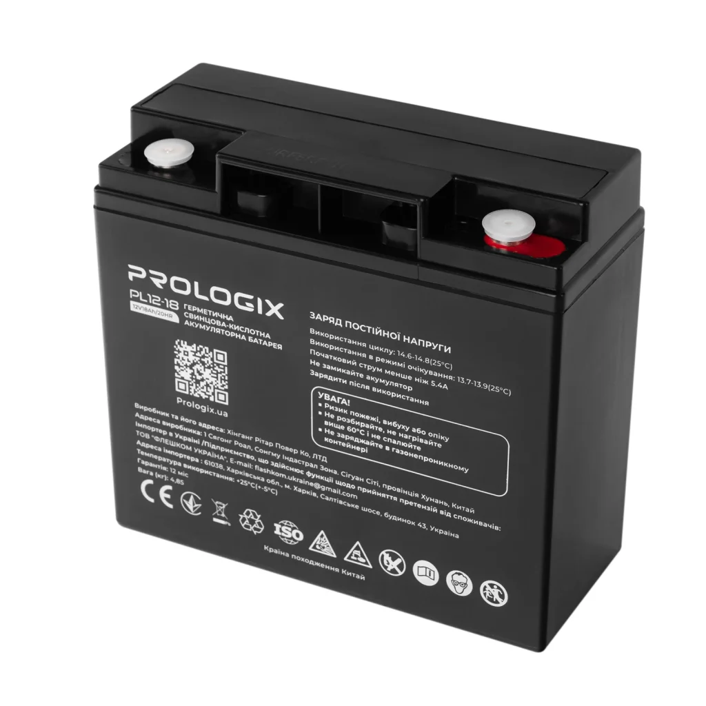 Акумуляторна батарея Prologix 12V 18AH (PL12-18) AGM UA