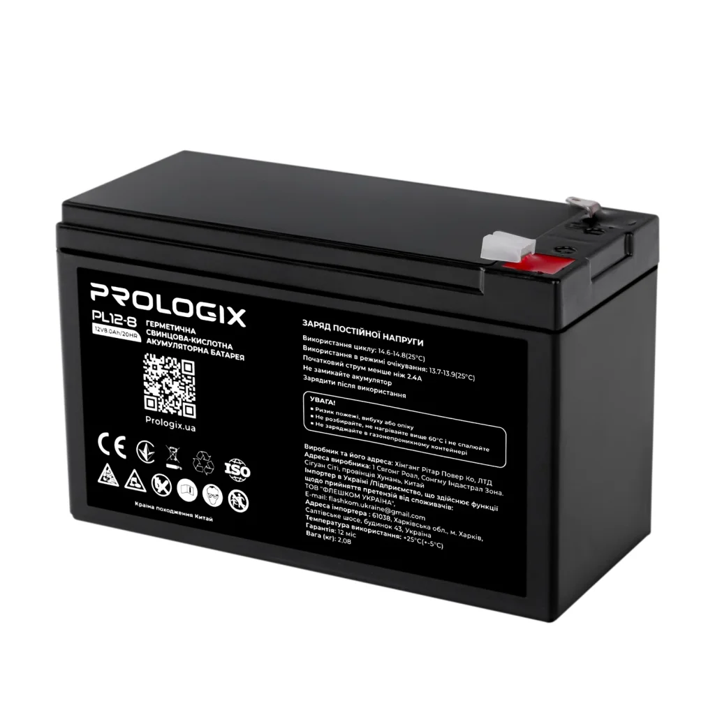 Акумуляторна батарея Prologix 12V 8AH (PL12-8) AGM UA