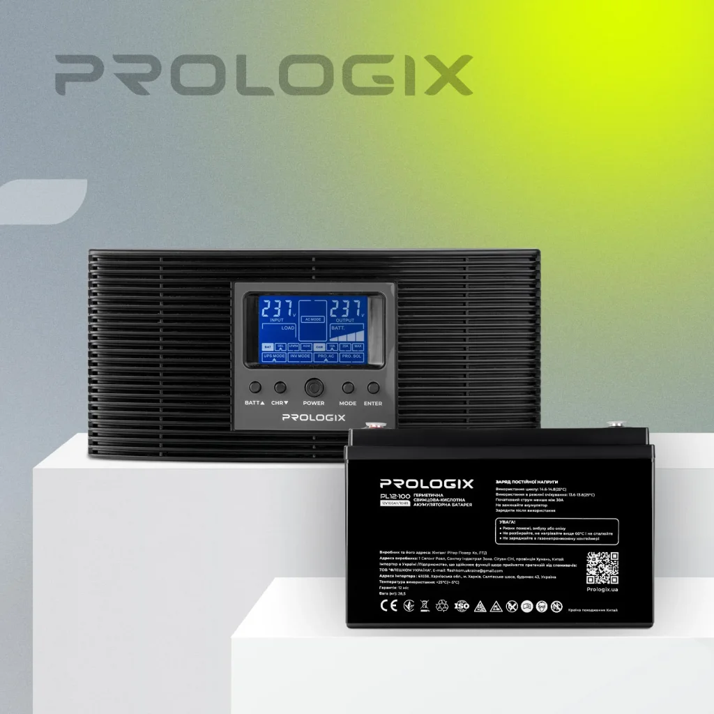 Комплект резервного живлення Prologix 1000 (PLP1000XL) + АКБ PL12-100, AGM, PLP1000XL + PL12-100 UA