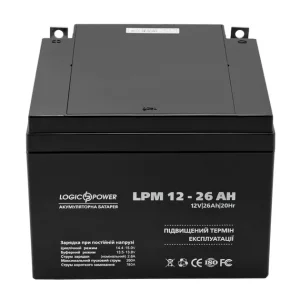 Акумуляторна батарея LogicPower LPM 12V 26AH (LPM 12 - 26 AH) AGM, LP4134 UA