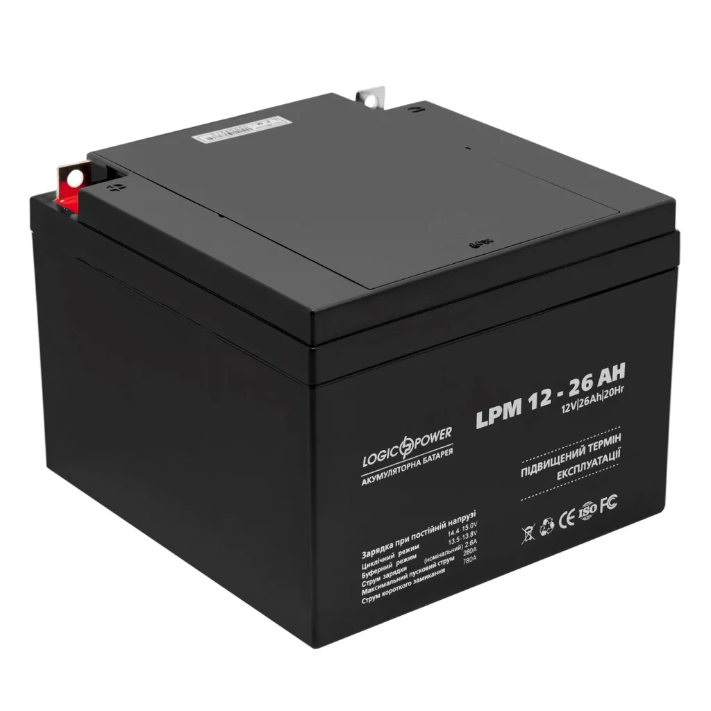 Акумуляторна батарея LogicPower LPM 12V 26AH (LPM 12 - 26 AH) AGM, LP4134 UA