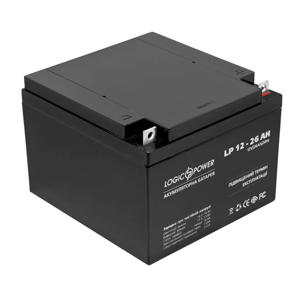Акумуляторна батарея LogicPower LPM 12V 26AH (LPM 12 - 26 AH) AGM, LP4134 UA