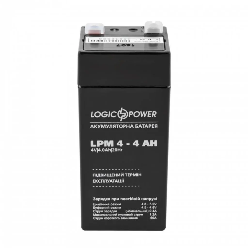 Акумуляторна батарея LogicPower LPM 4V 4AH (LPM 4 - 4 AH) AGM, LP4135 UA