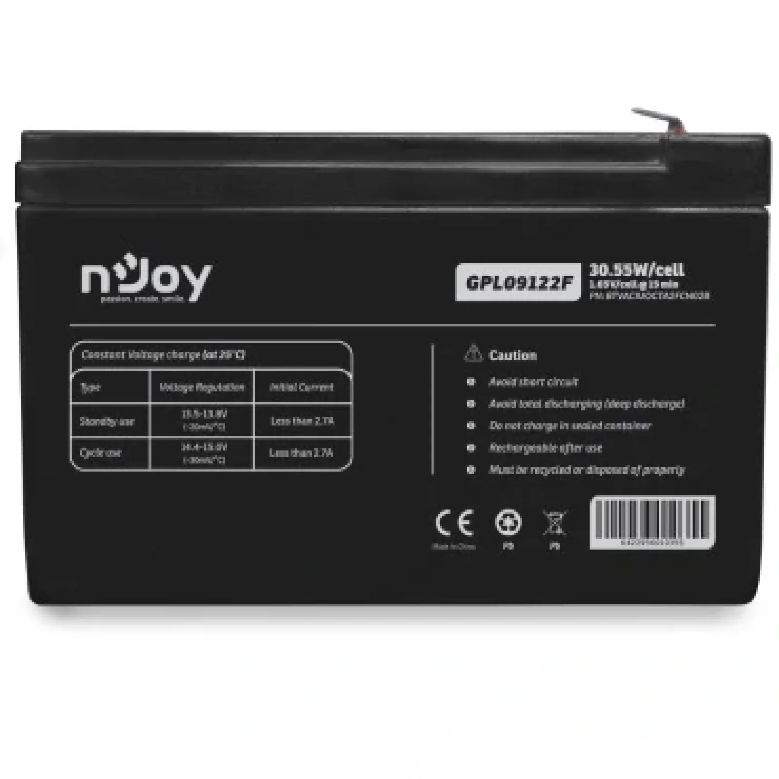 Акумуляторна батарея Njoy GGPL09122F 12V 9AH (BTVACIUOCTA2FCN02B) VRLA UA
