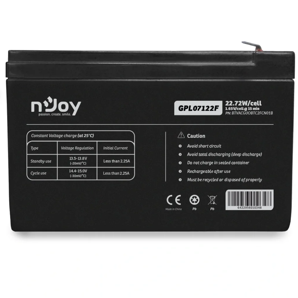 Акумуляторна батарея Njoy GPL07122F 12V 7AH (BTVACGUOBTC2FCN01B) AGM UA