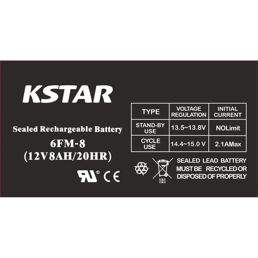 Акумуляторна батарея KSTAR 12V 8.0AH (6-FM-8) AGM UA