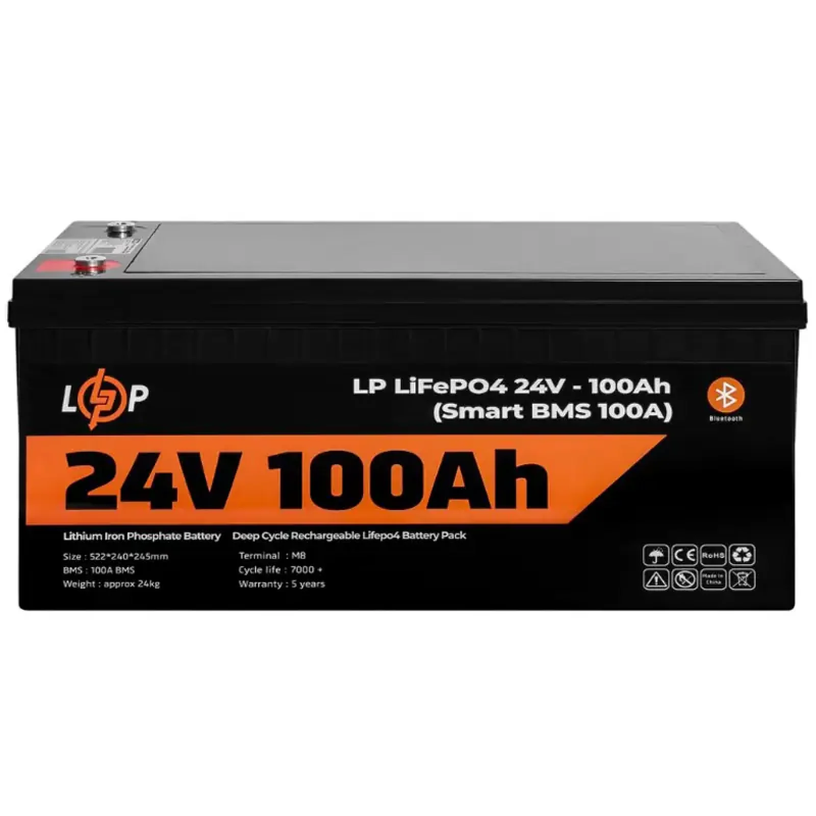 Акумуляторна батарея LogicPower 24V 100 AH (2560Wh) Smart BT для ДБЖ (BMS 100A/50А) LiFePO4 UA