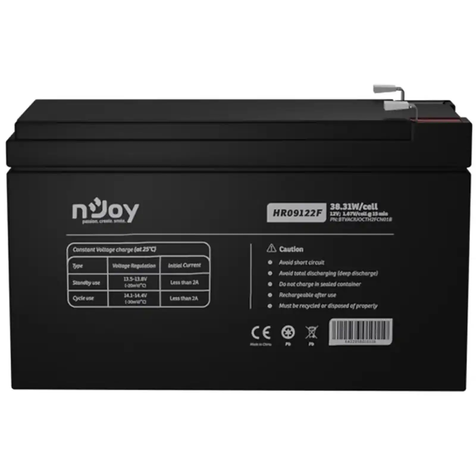 Акумуляторна батарея Njoy HR09122F 12V 9AH (BTVACIUOCTD2FBT01B) AGM UA