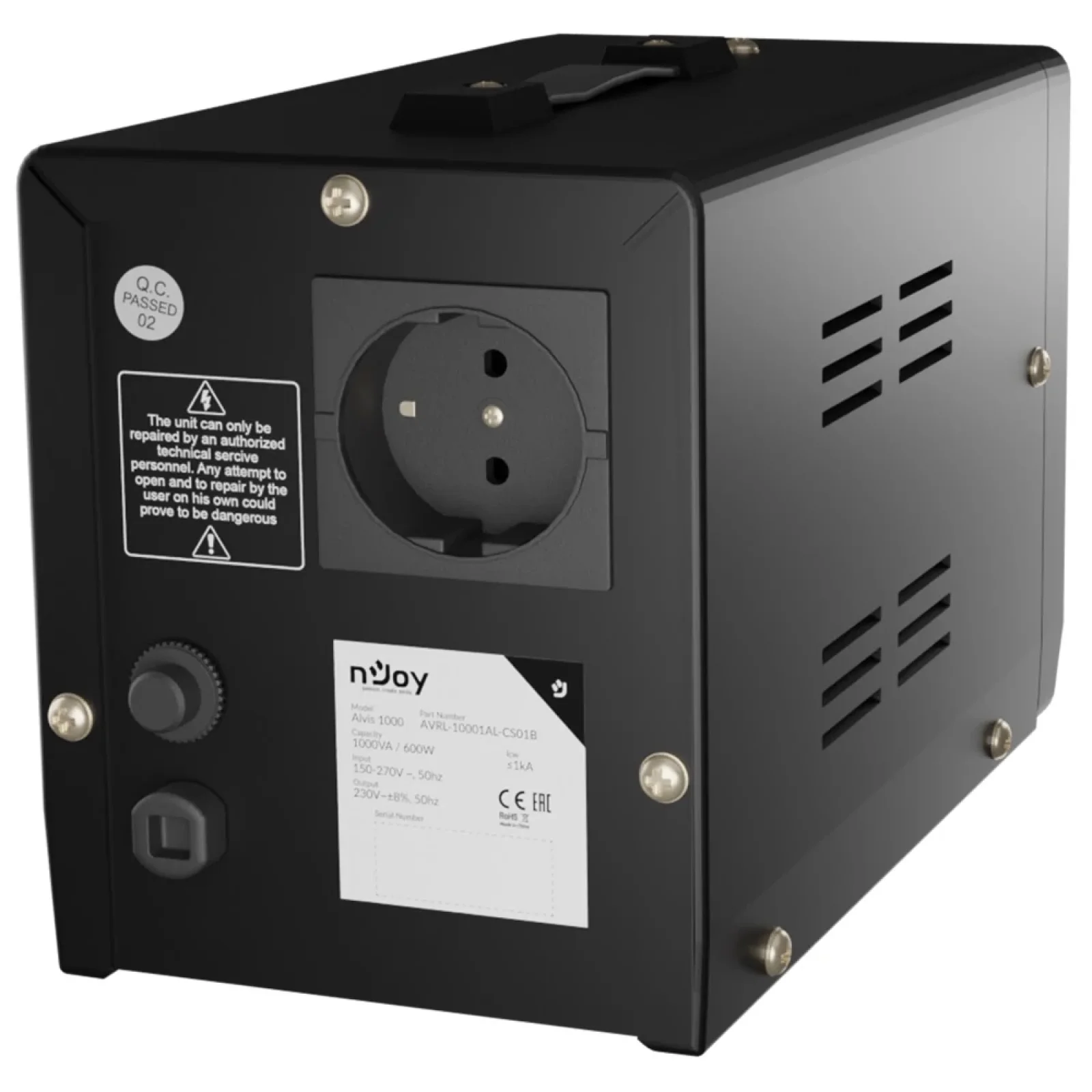 Стабілізатор NJOY Alvis 1000 (AVRL-10001AL-CS01B) AVR, 1 розетка UA