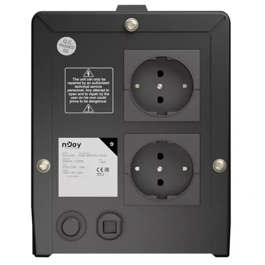 Стабилизатор NJOY Alvis 2000 (AVRL-20002AL-CS01B) AVR, 2 розетки UA