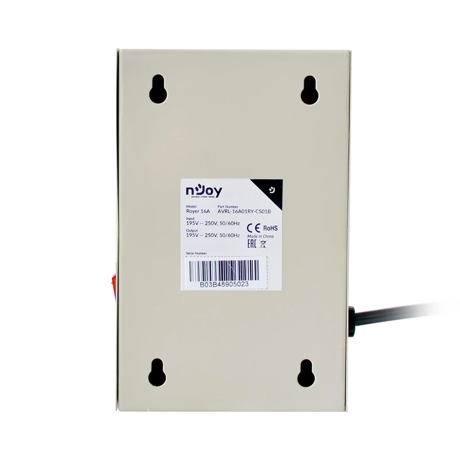Реле напруги NJOY Royer 16A (AVRL-16A01RY-CS01B) AVR, 1 розетка UA