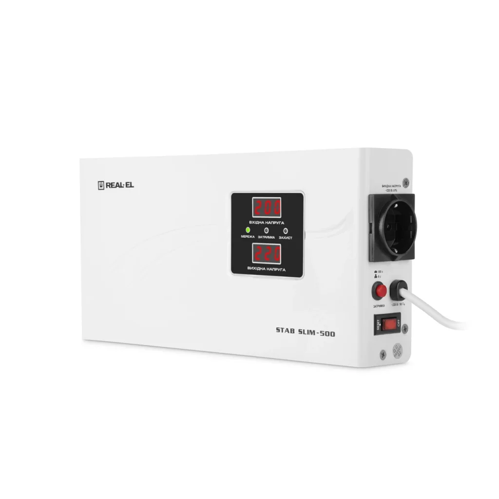 Стабілізатор REAL-EL STAB SLIM-500 White, EL122400006 UA