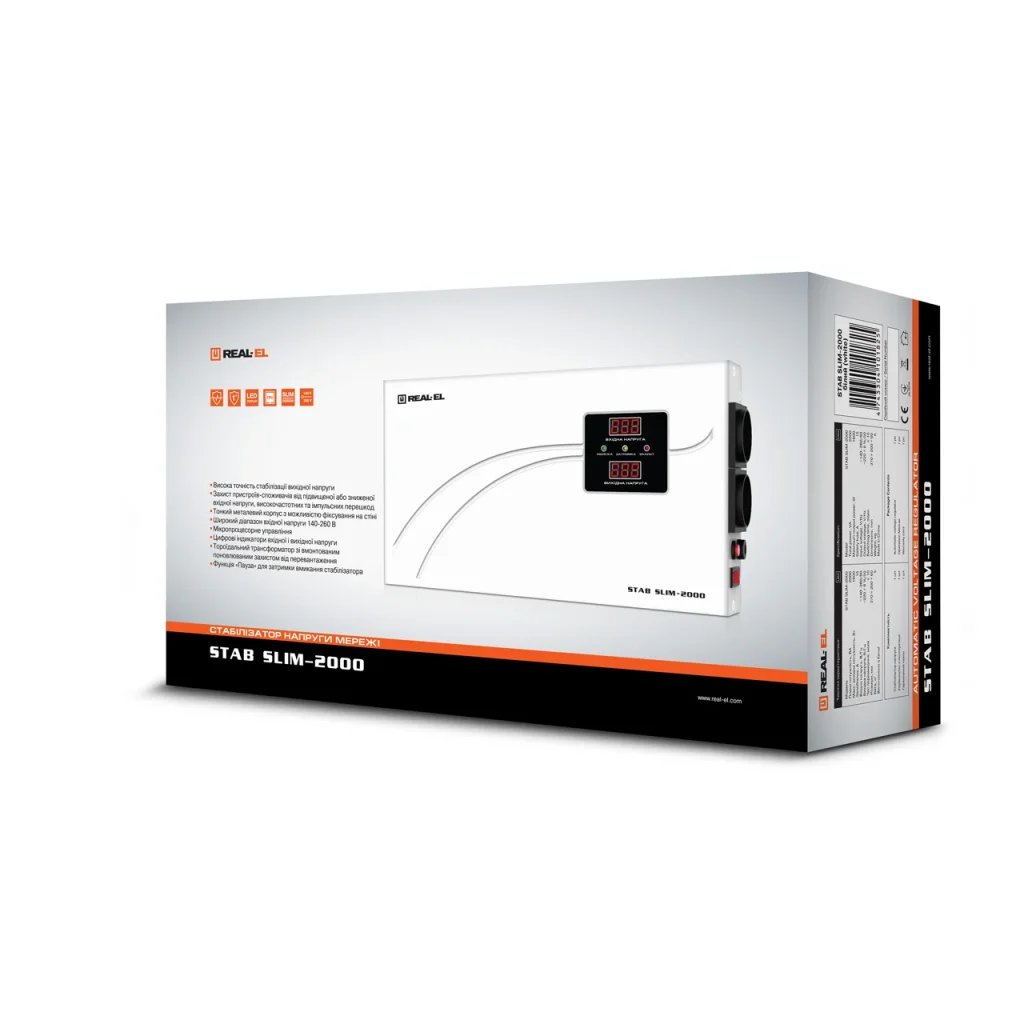 Стабилизатор REAL-EL STAB SLIM-2000 White, EL122400008 UA
