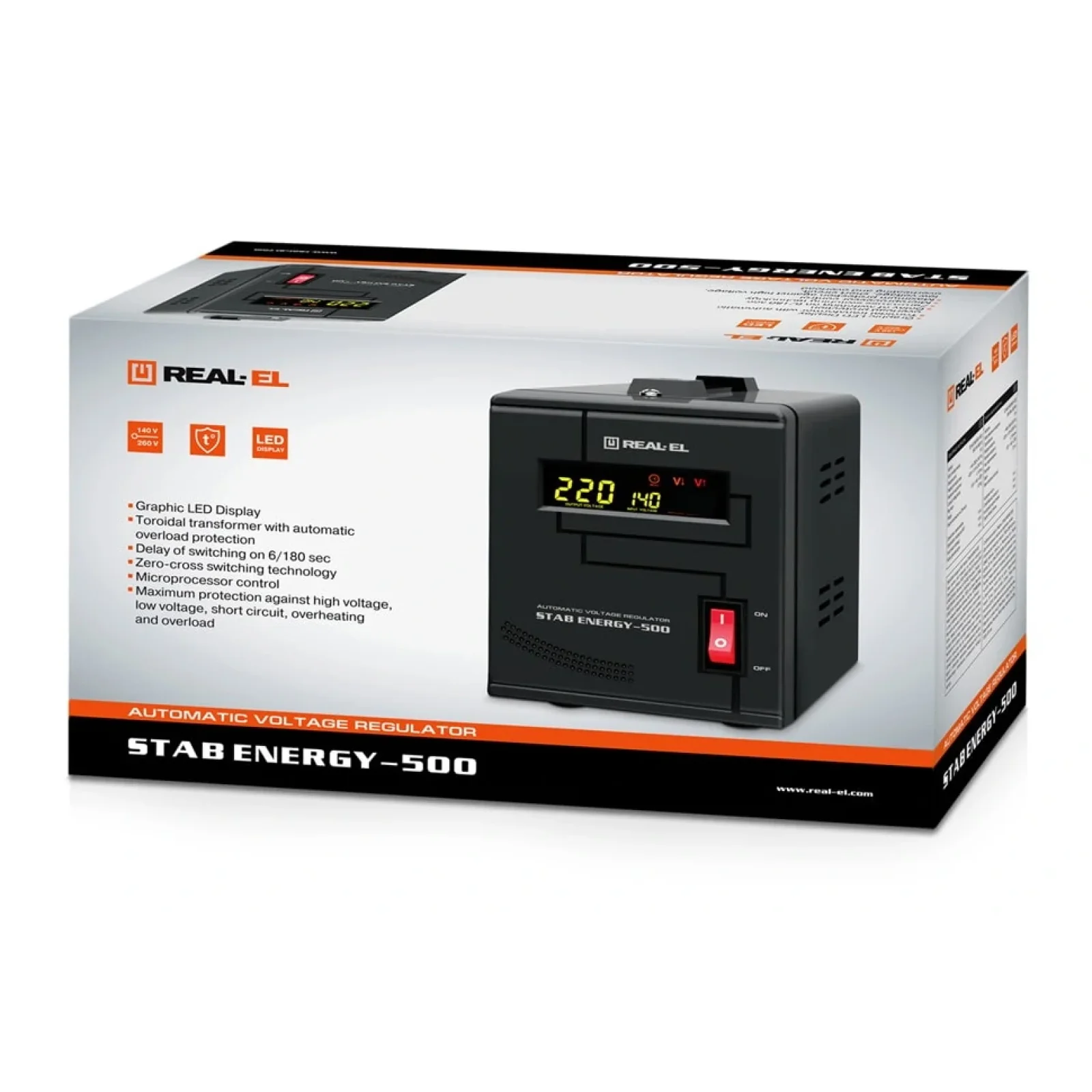 Стабілізатор REAL-EL Stab Energy-500 Black, EL122400011 UA