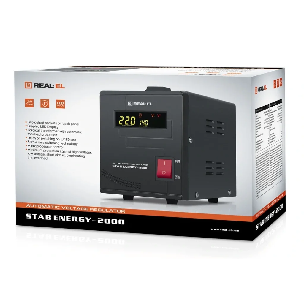 Стабилизатор REAL-EL Stab Energy-2000 Black, EL122400013 UA