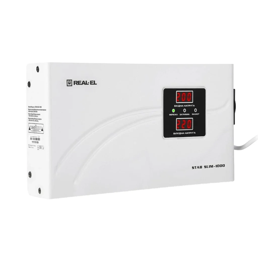 Стабілізатор REAL-EL STAB SLIM-1000 White, EL122400007 UA