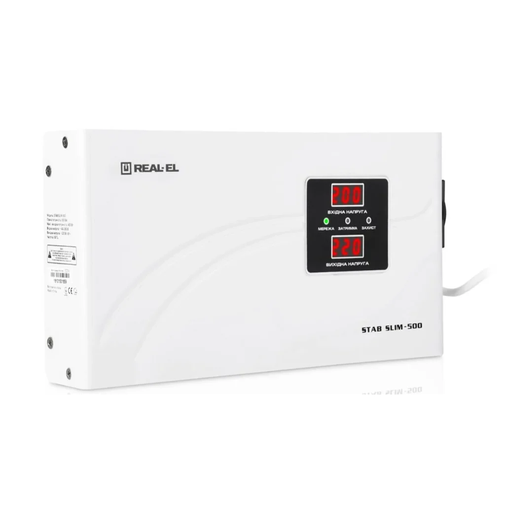 Стабілізатор REAL-EL STAB SLIM-500 White, EL122400006 UA