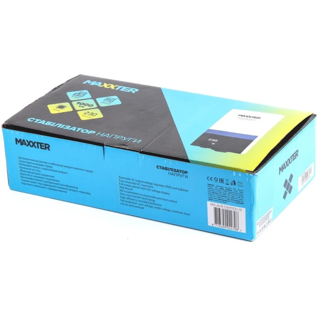 Стабілізатор Maxxter MX-AVR-DW1000-01 1000VA UA