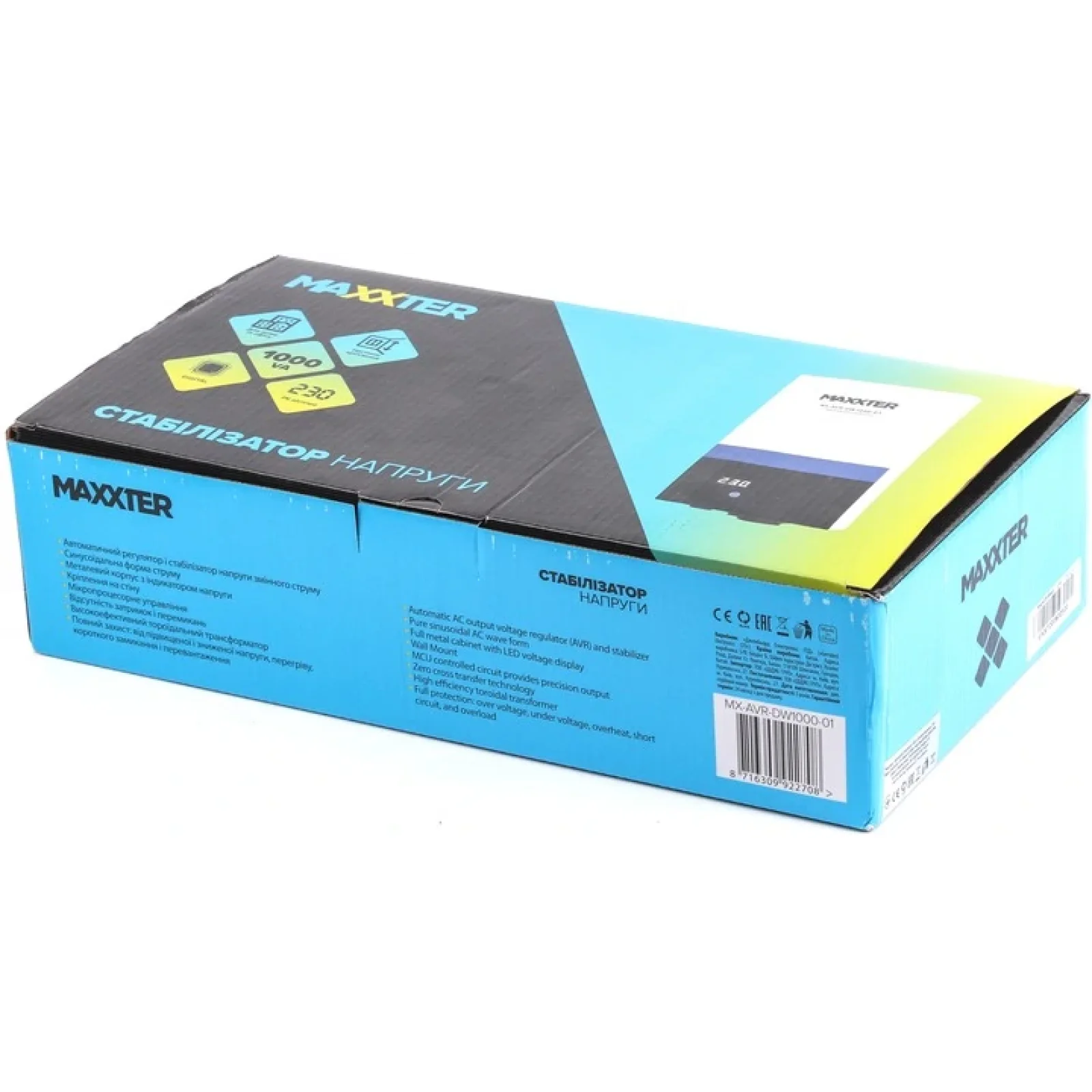 Стабілізатор Maxxter MX-AVR-DW1000-01 1000VA UA