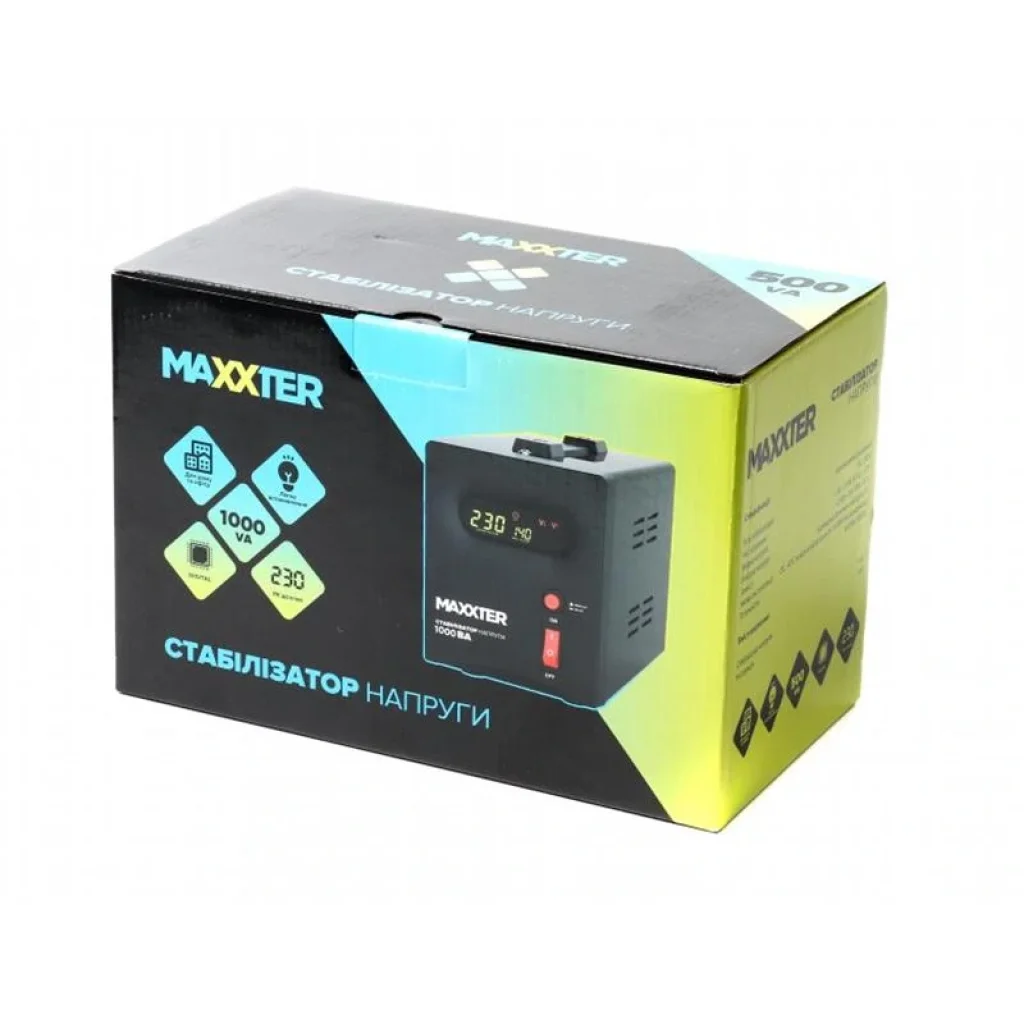 Стабілізатор Maxxter MX-AVR-S1000-01 1000VA UA