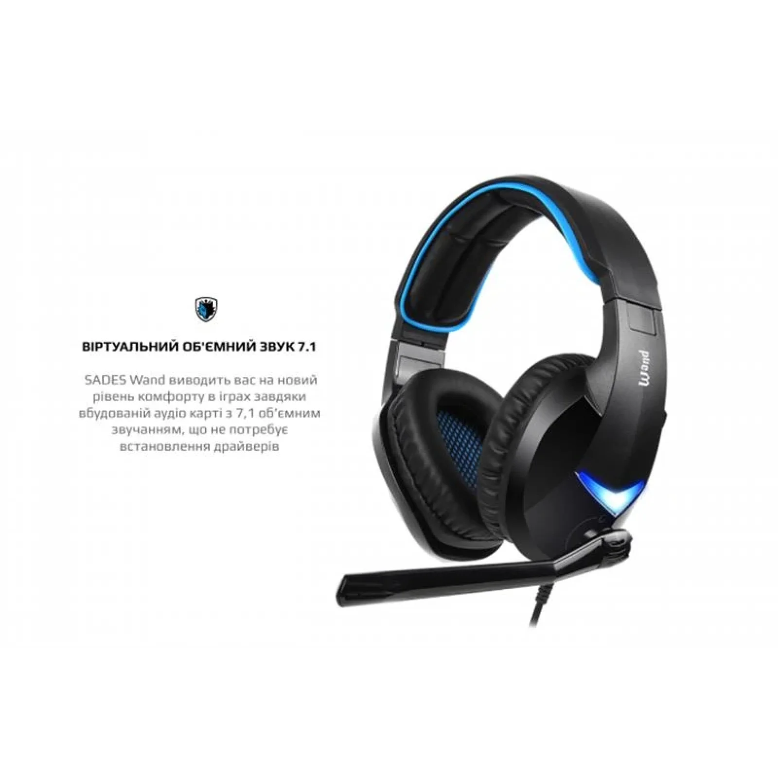 Гарнітура Sades SA-914 Wand Black/Blue LED (sa914bku) UA