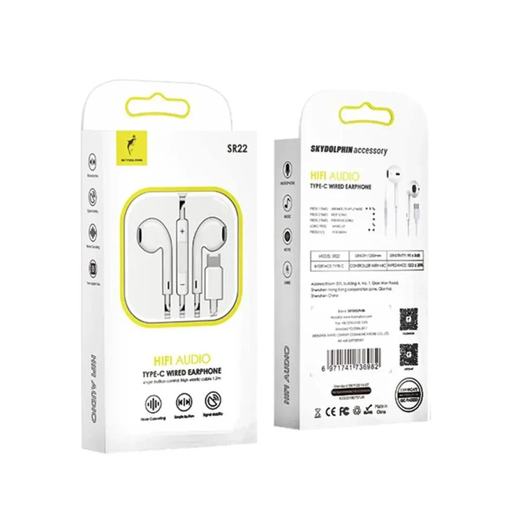 Гарнітура SkyDolphin SR22 Original design Type-C White (SDHF-000465) UA
