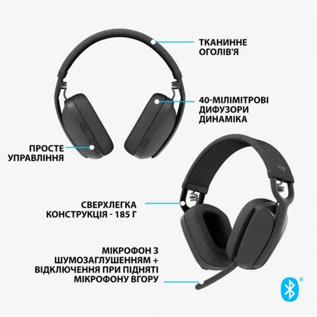 Bluetooth-гарнитура Logitech Zone Vibe 100 Wireless Graphite (981-001213) UA