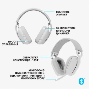 Bluetooth-гарнітура Logitech Zone Vibe 100 Wireless OffWhite (981-001219) UA