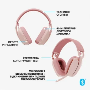 Bluetooth-гарнітура Logitech Zone Vibe 100 Wireless Rose (981-001224) UA