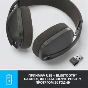 Bluetooth-гарнитура Logitech Zone Vibe 125 Wireless Headphones Graphite (981-001126) UA