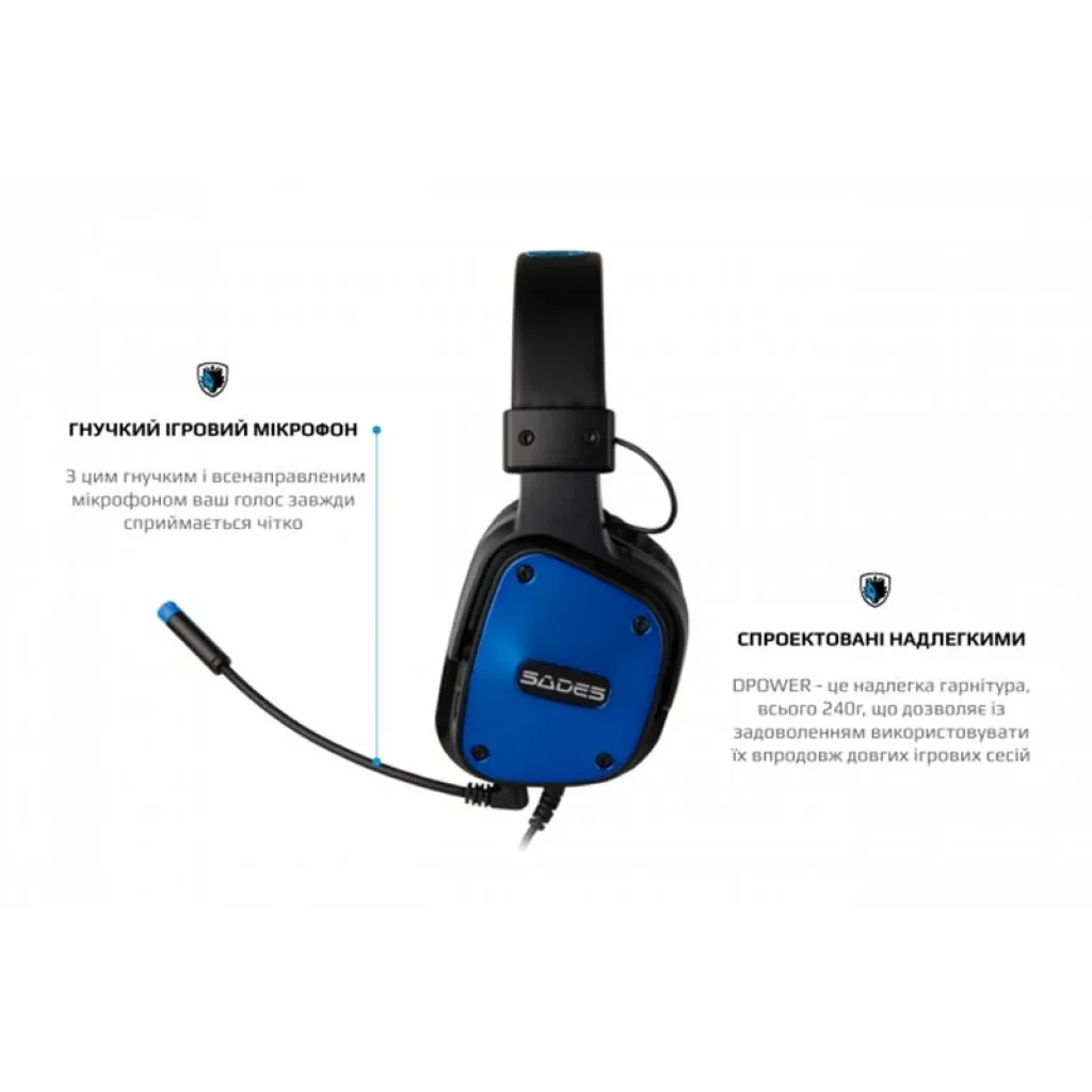 Гарнітура Sades SA-722 Dpower Black/Blue (sa722blj) UA