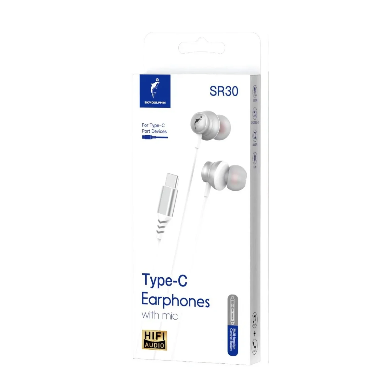 Гарнітура SkyDolphin SR30 with mic for Type-C DAC White (HF-000486) UA