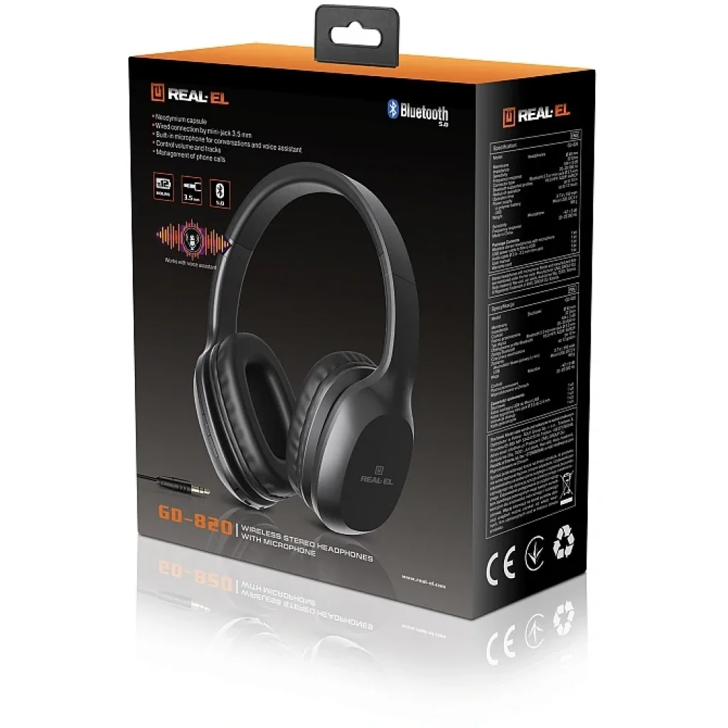 Bluetooth-гарнітура REAL-EL GD-820 Black, EL124100051 UA