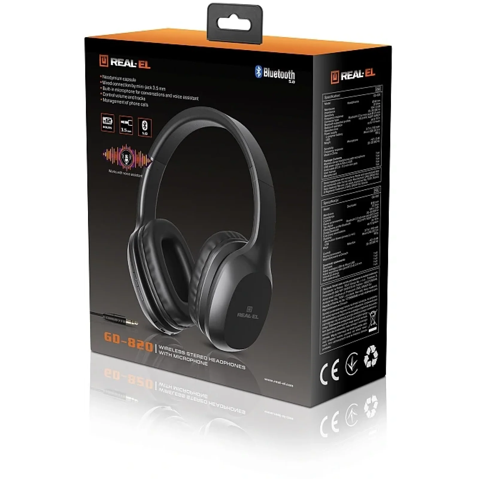 Bluetooth-гарнитура REAL-EL GD-820 Black, EL124100051 UA