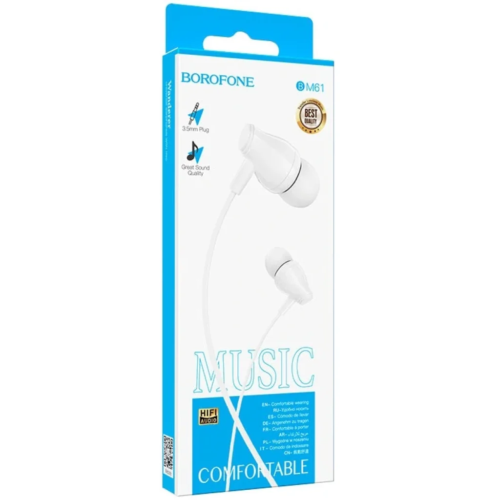Гарнітура Borofone BM61 Wanderer White (BM61W) UA