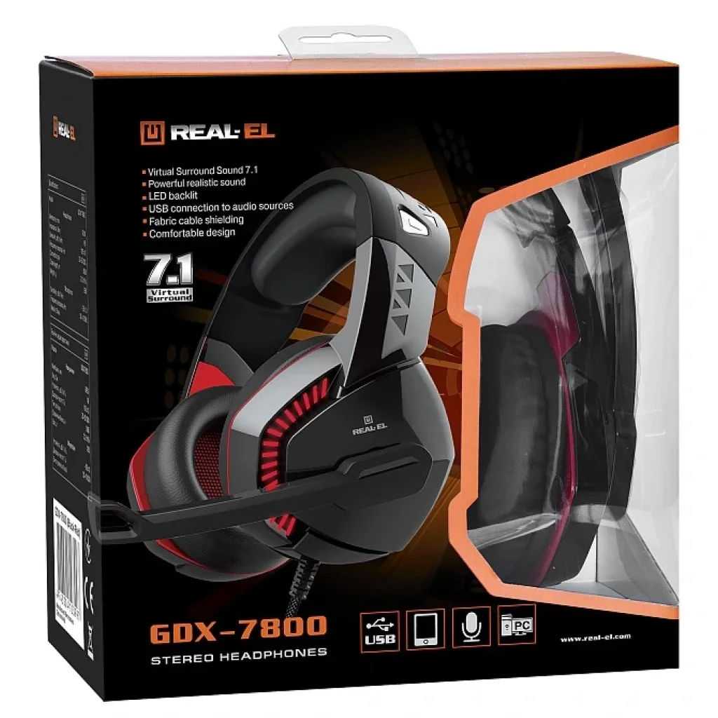 Гарнітура REAL-EL GDX-7800 Black/Red, EL124100027 UA