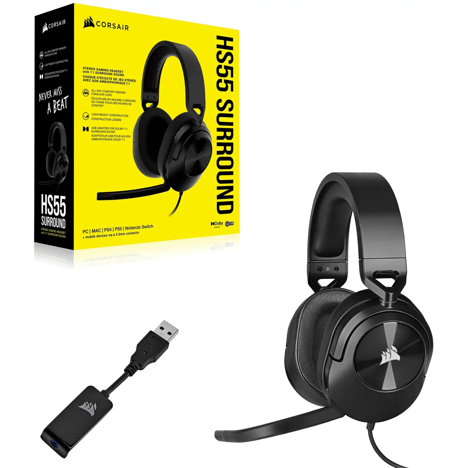 Гарнитура Corsair HS55 Surround Headset Carbon (CA-9011265-EU) UA