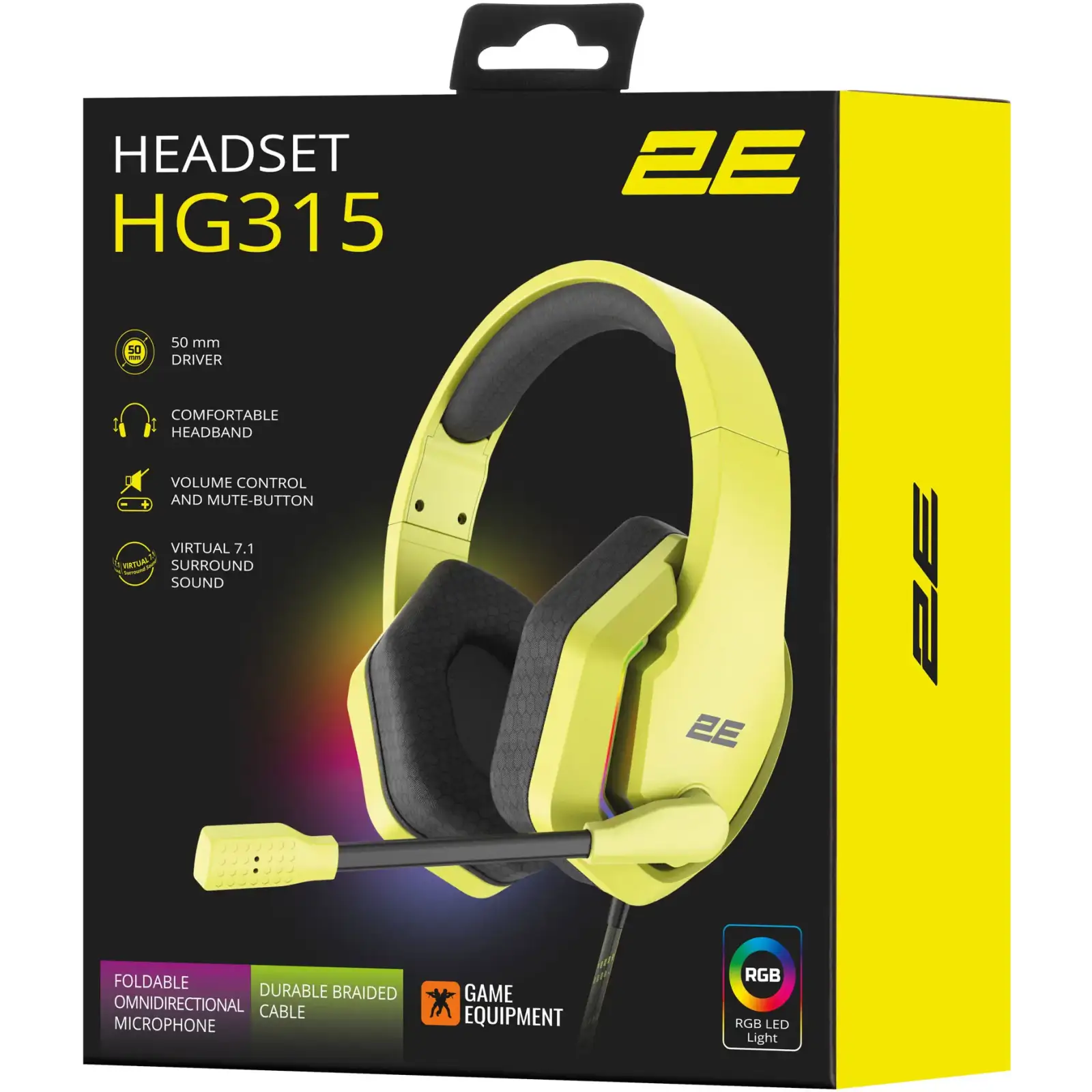 Гарнитура 2E Gaming HG315 RGB USB 7.1 Yellow (2E-HG315YW-7.1) UA