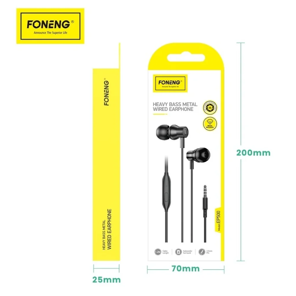 Гарнитура Foneng EP500 heavy bass metal remote earphone (EP500-E-R-HBM) UA