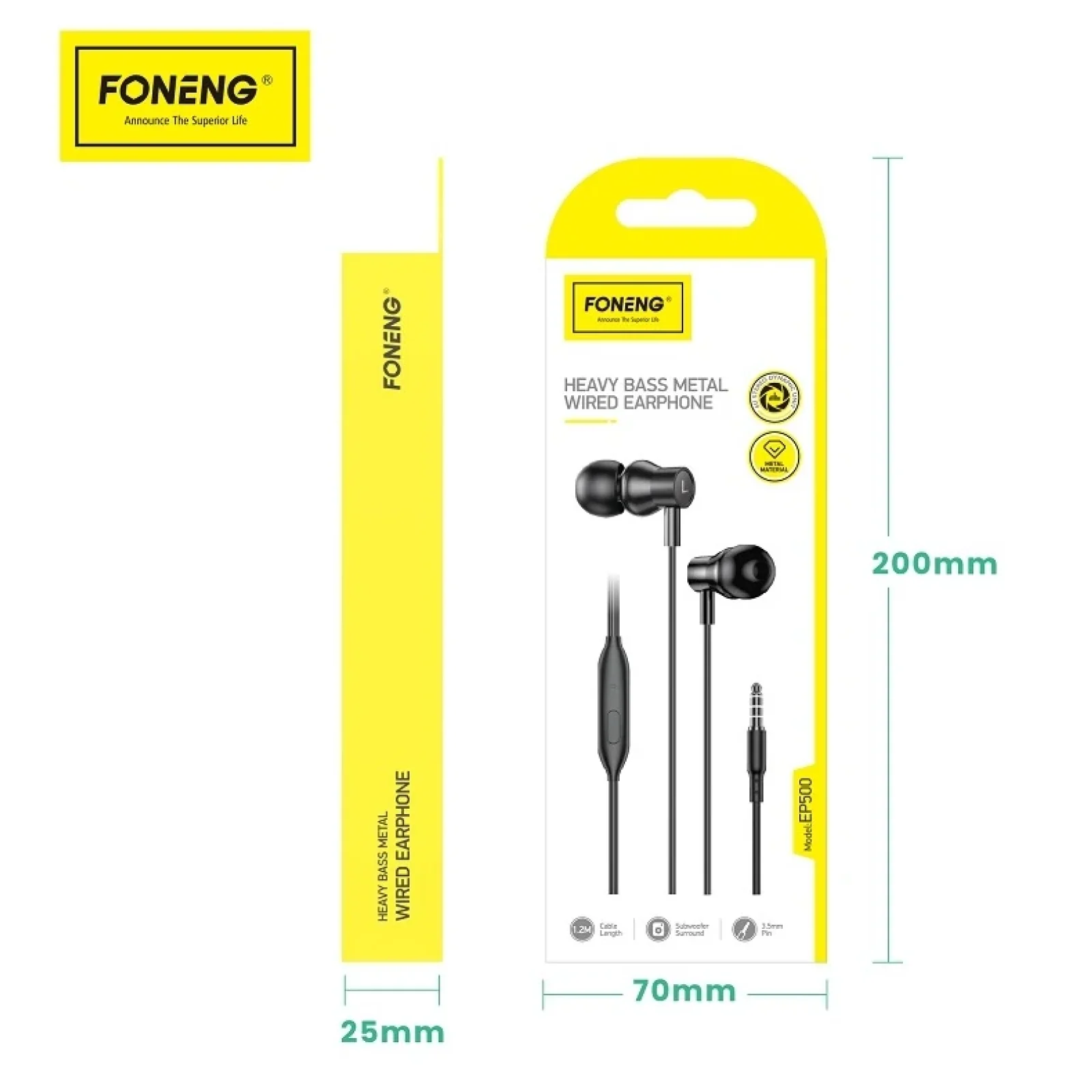 Гарнітура Foneng EP500 heavy bass metal remote earphone (EP500-E-R-HBM) UA