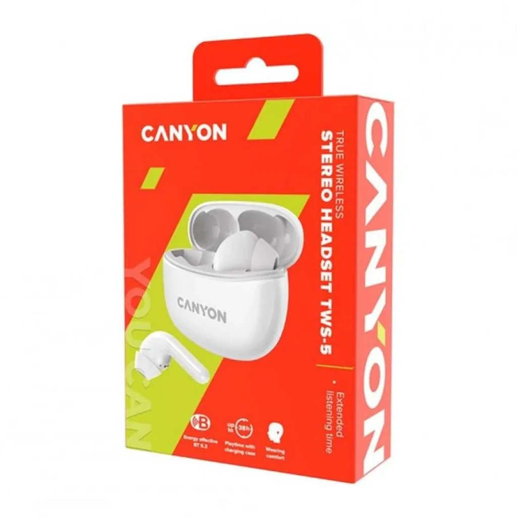 Bluetooth-гарнітура Canyon TWS-5 White (CNS-TWS5W) UA