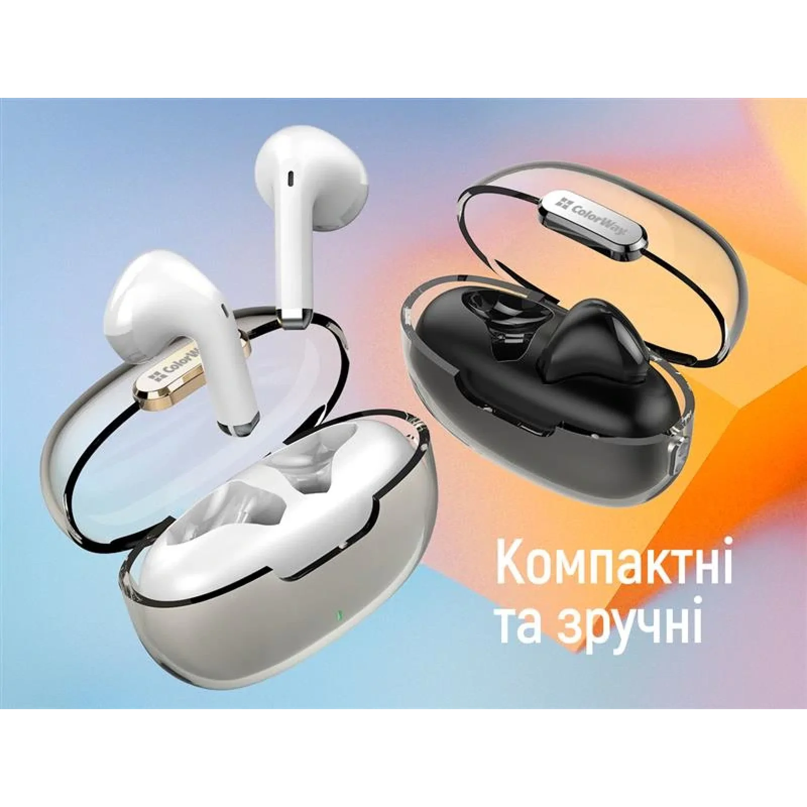 Bluetooth-гарнітура СolorWay Slim TWS-2 Earbuds Black (CW-TWS2BK) UA