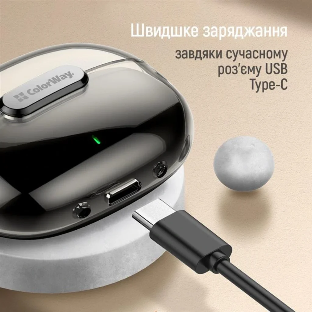 Bluetooth-гарнитура СolorWay Slim TWS-2 Earbuds Black (CW-TWS2BK) UA