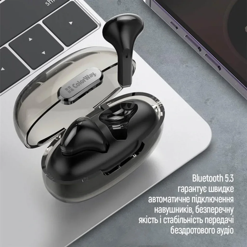 Bluetooth-гарнитура СolorWay Slim TWS-2 Earbuds Black (CW-TWS2BK) UA