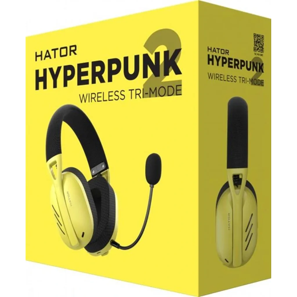 Bluetooth-гарнітура Hator Hyperpunk 2 Wireless Tri-mode Black/Yellow (HTA-857) UA